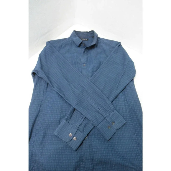 Kenneth Cole New York Long Sleeve Button Down w/Side Pockets Blue Pattern Sz Med - Picture 3 of 4